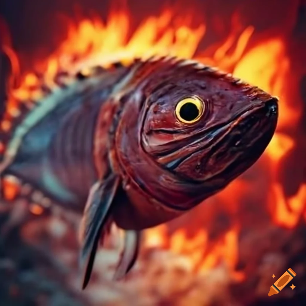 Scorching hot magma tuna fish on Craiyon