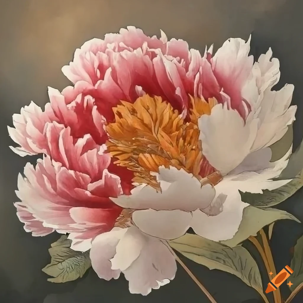 detailed watercolor of a peony on a white backdrop