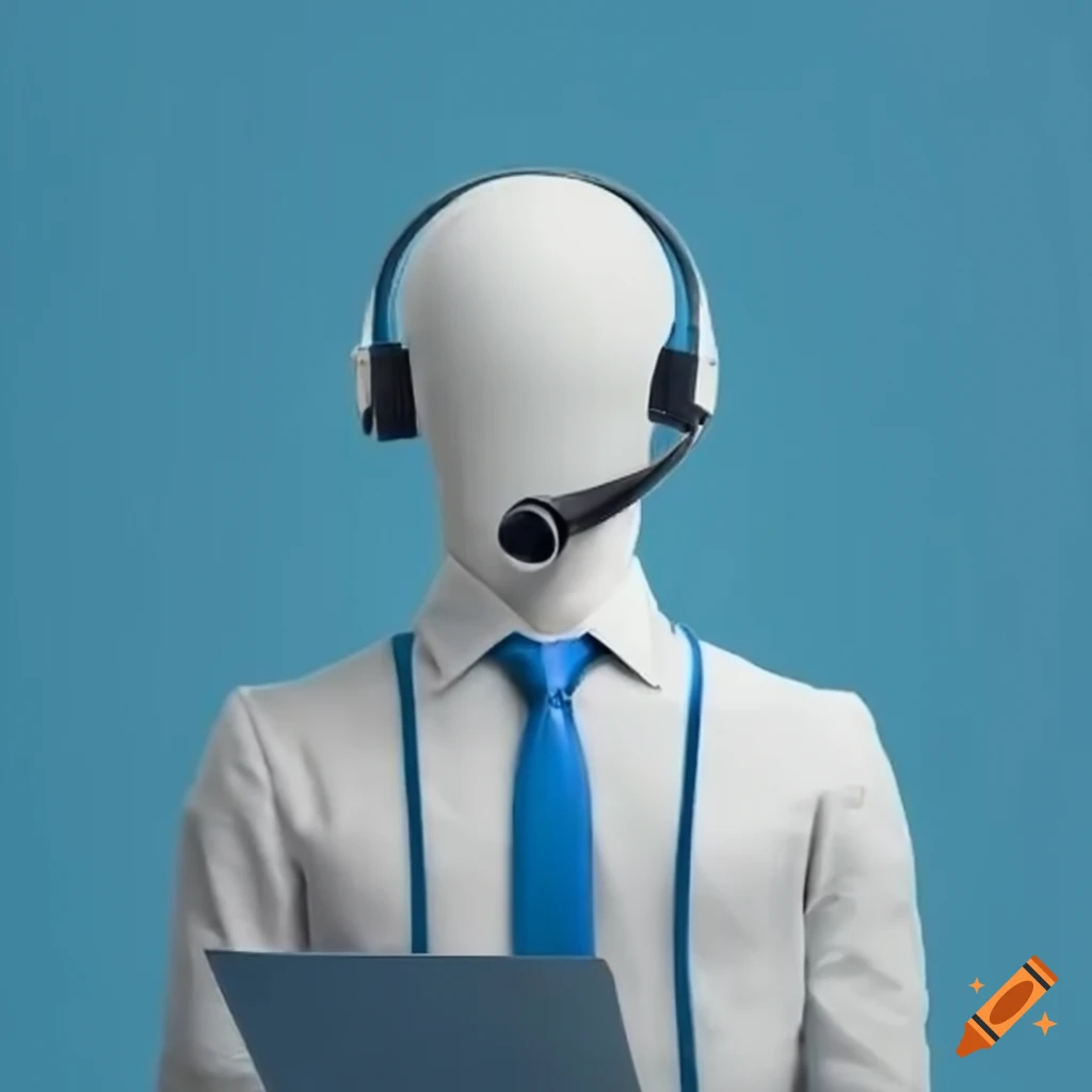 technical support employee in white and blue