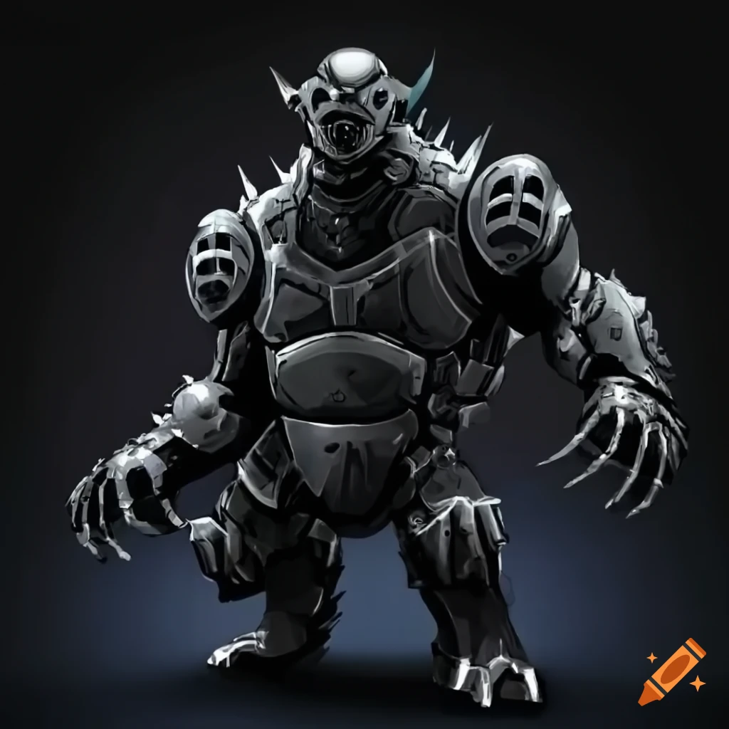 cyborg snapping turtle wearing futuristic armor