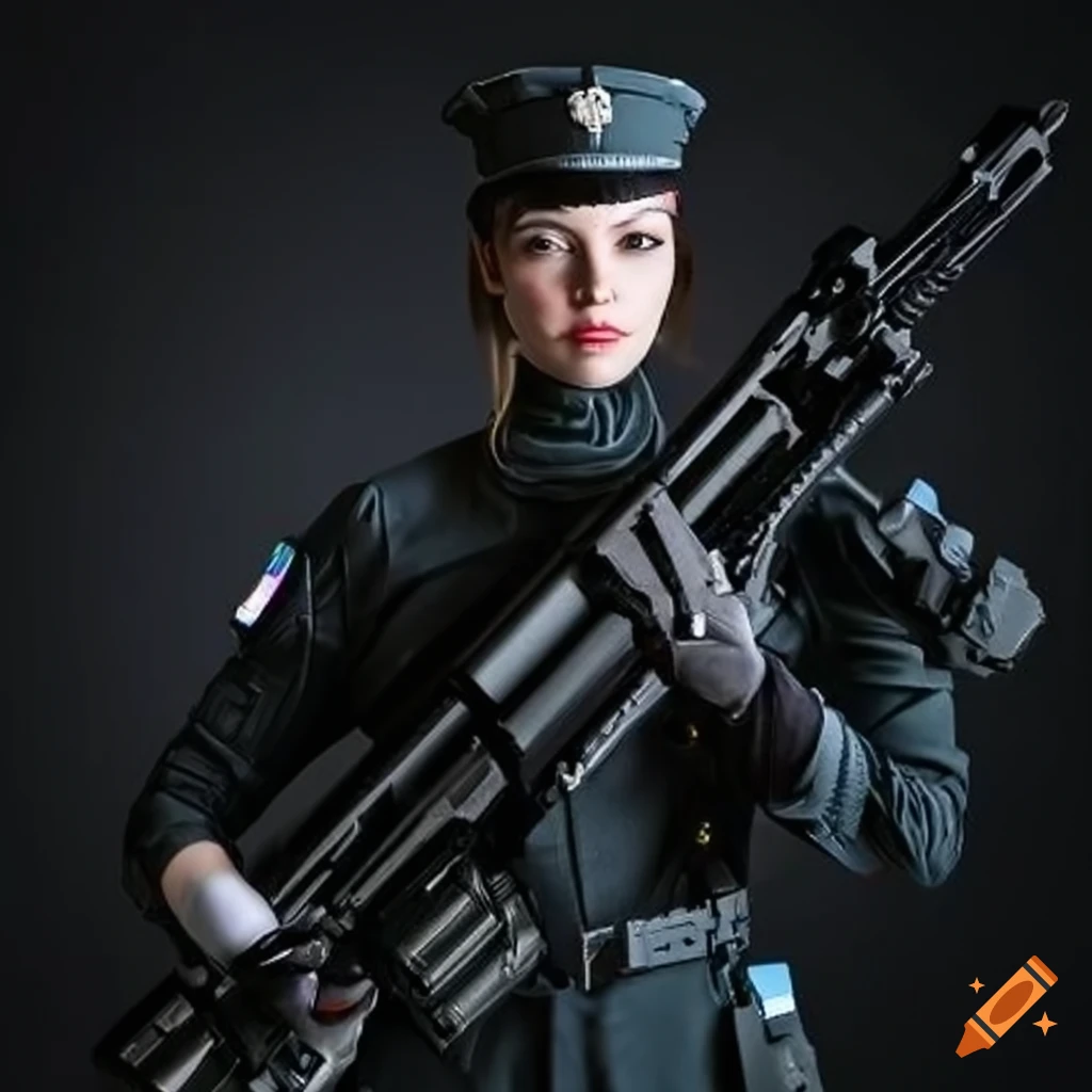 Attractive military woman in futuristic combat suit on Craiyon