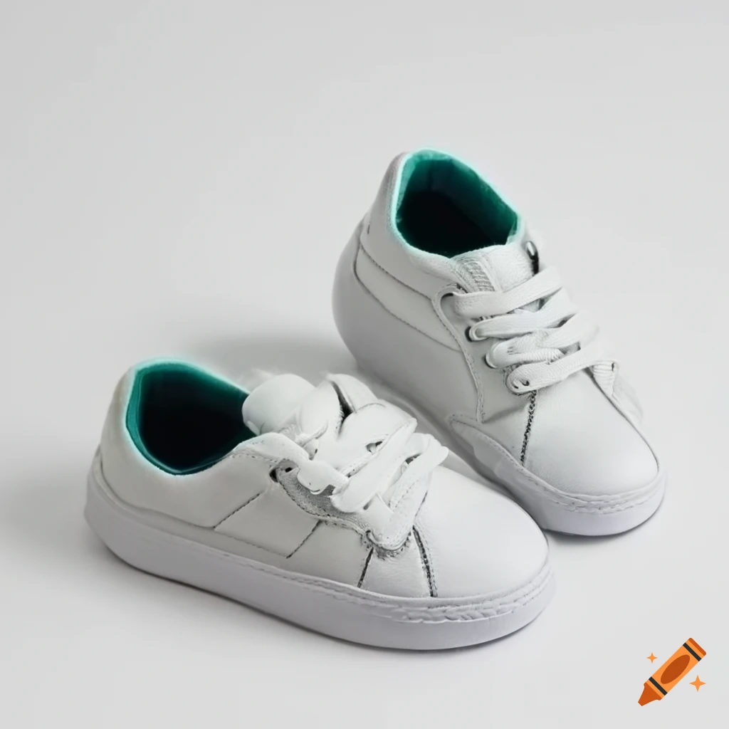 Pair of white children's sneakers on Craiyon