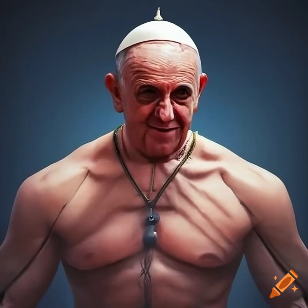 artistic depiction of a muscular Pope