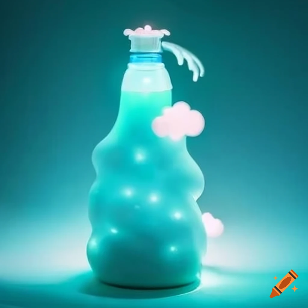 Glowing laundry detergent bottle with angel decor