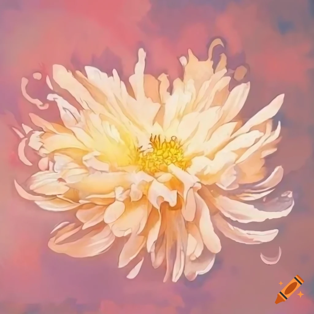Detailed drawing of a chrysanthemum on a white background