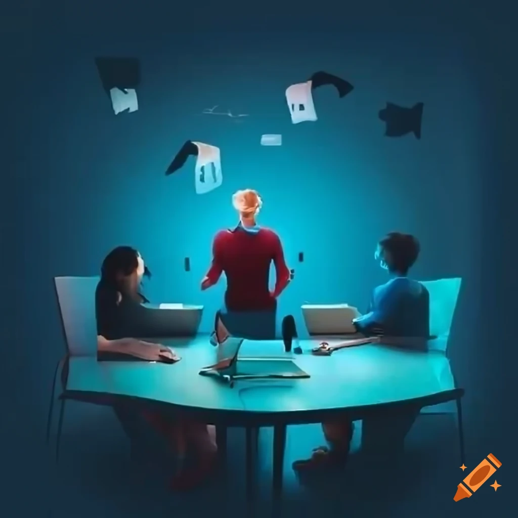 People Collaborating And Giving Feedback In A Meeting Room On Craiyon