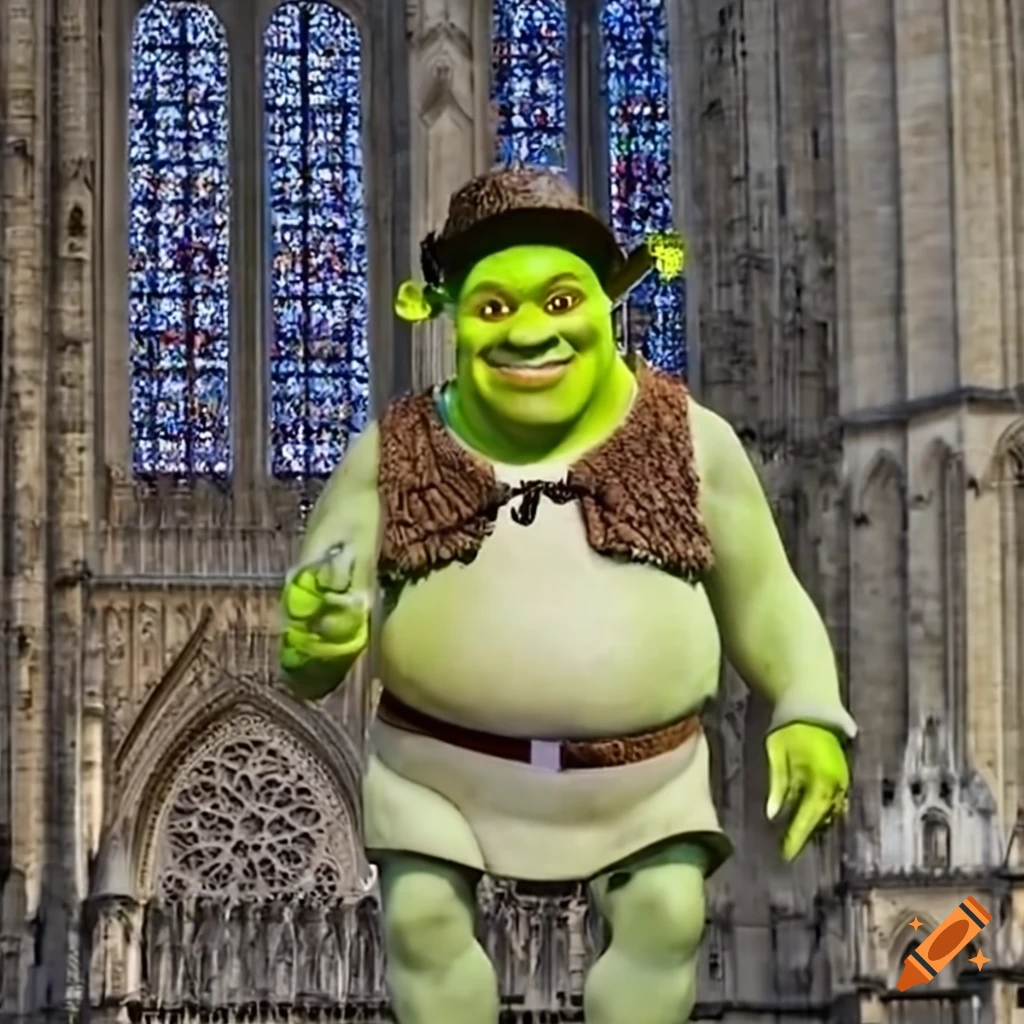 Shrek wearing a bowler hat and smoking