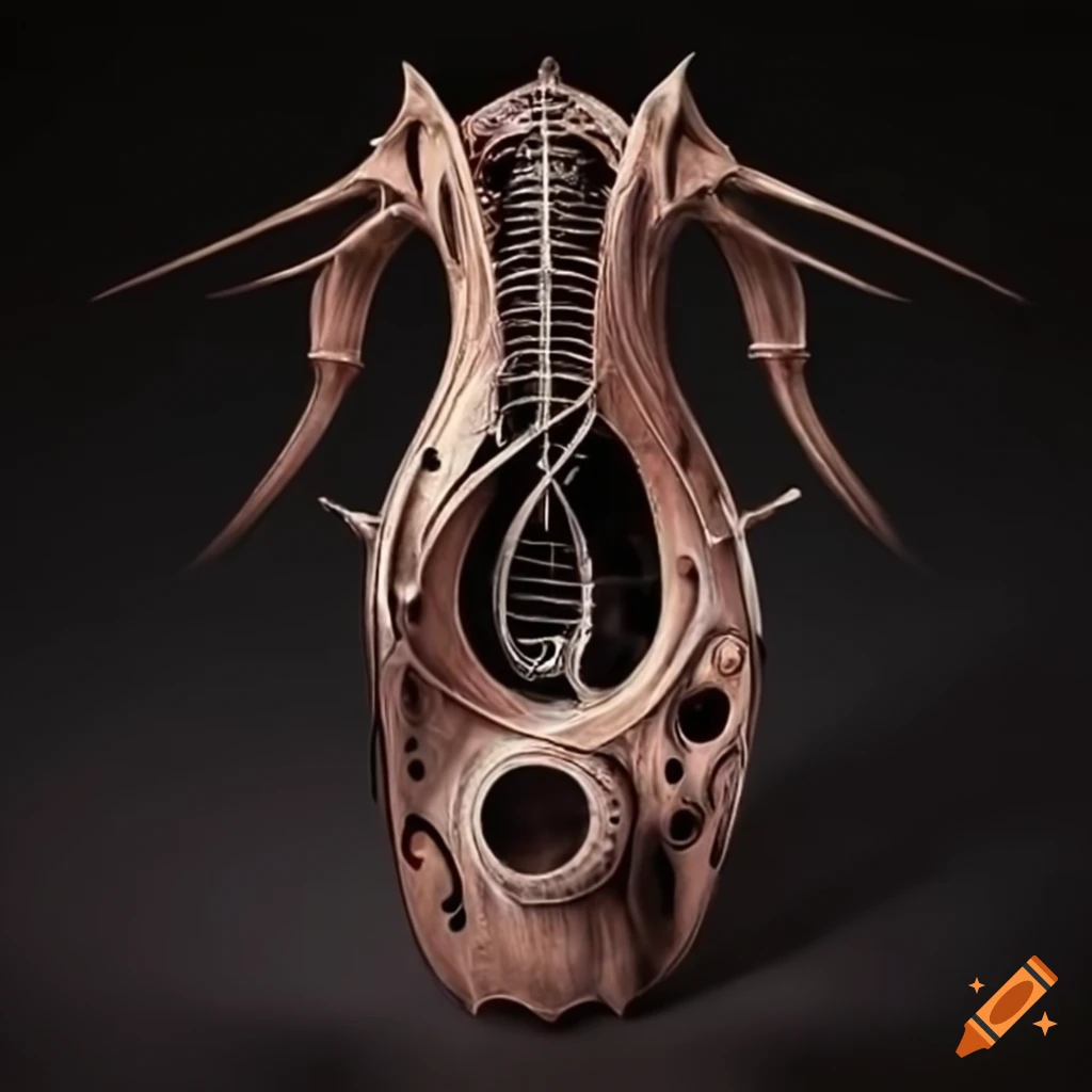 H.R. Giger's biomechanical cello for Morticia Addams
