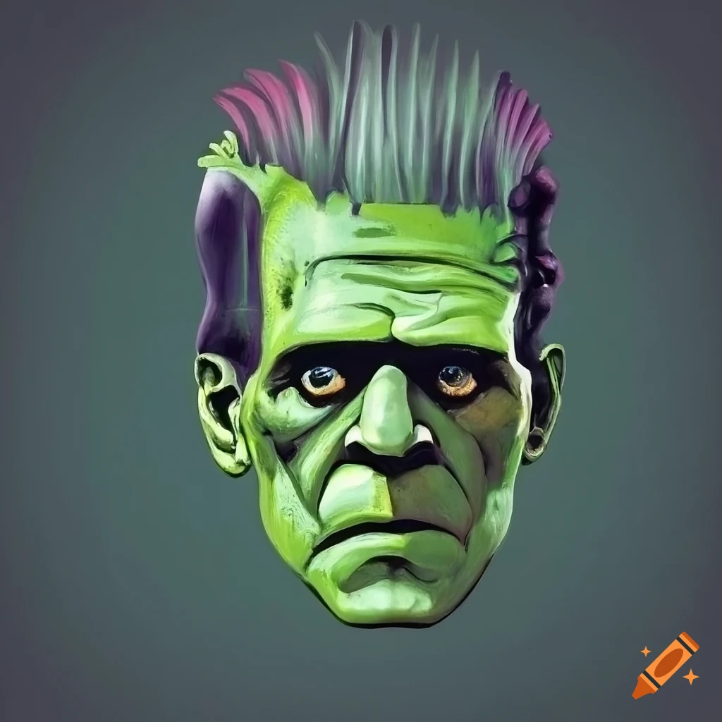 vintage Frankenstein with a Mohawk hairstyle