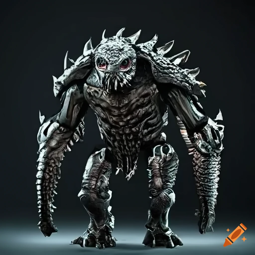 black snapping turtle wearing futuristic armor