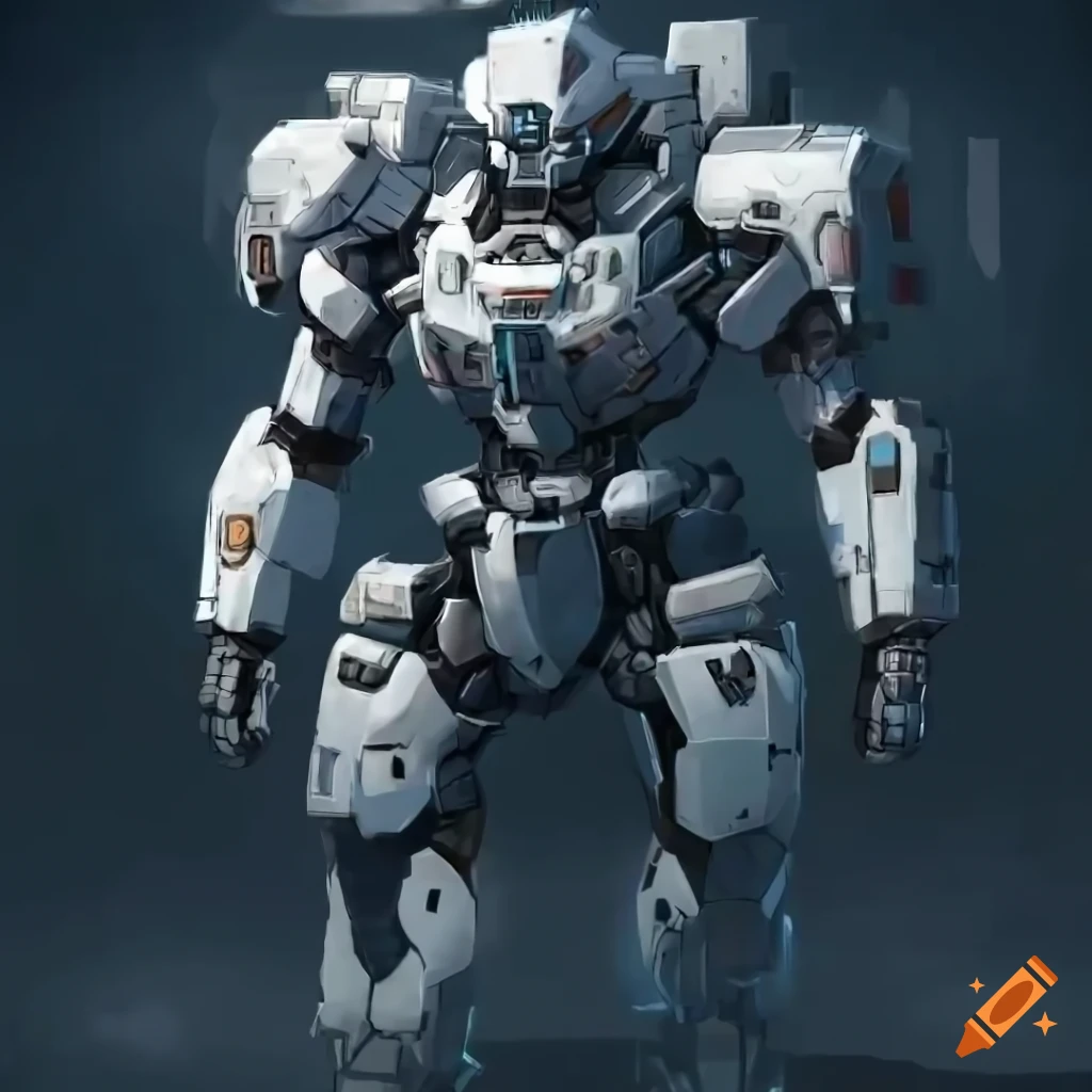 anime-style humanoid sniper mech in snow camouflage