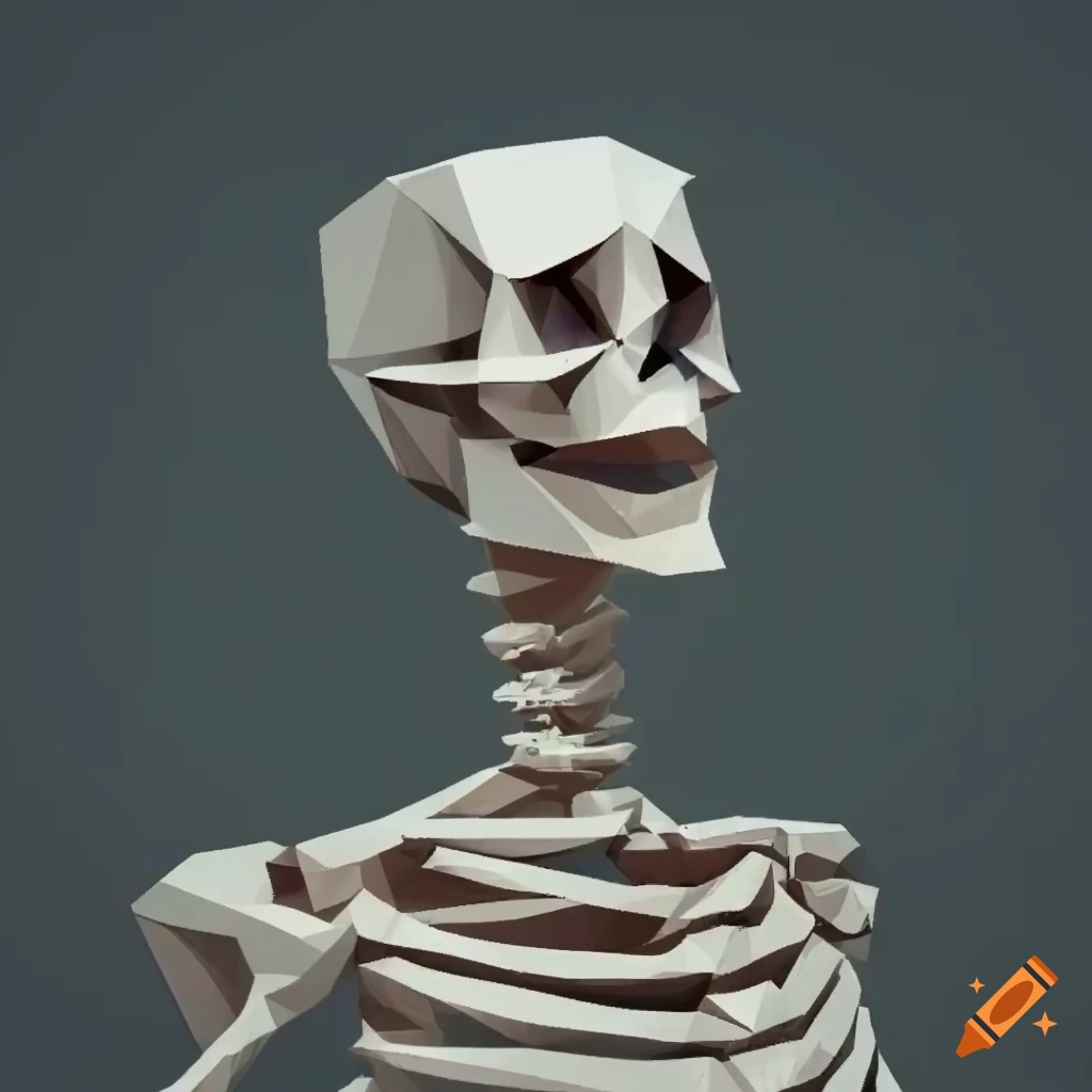 low poly skeleton artwork