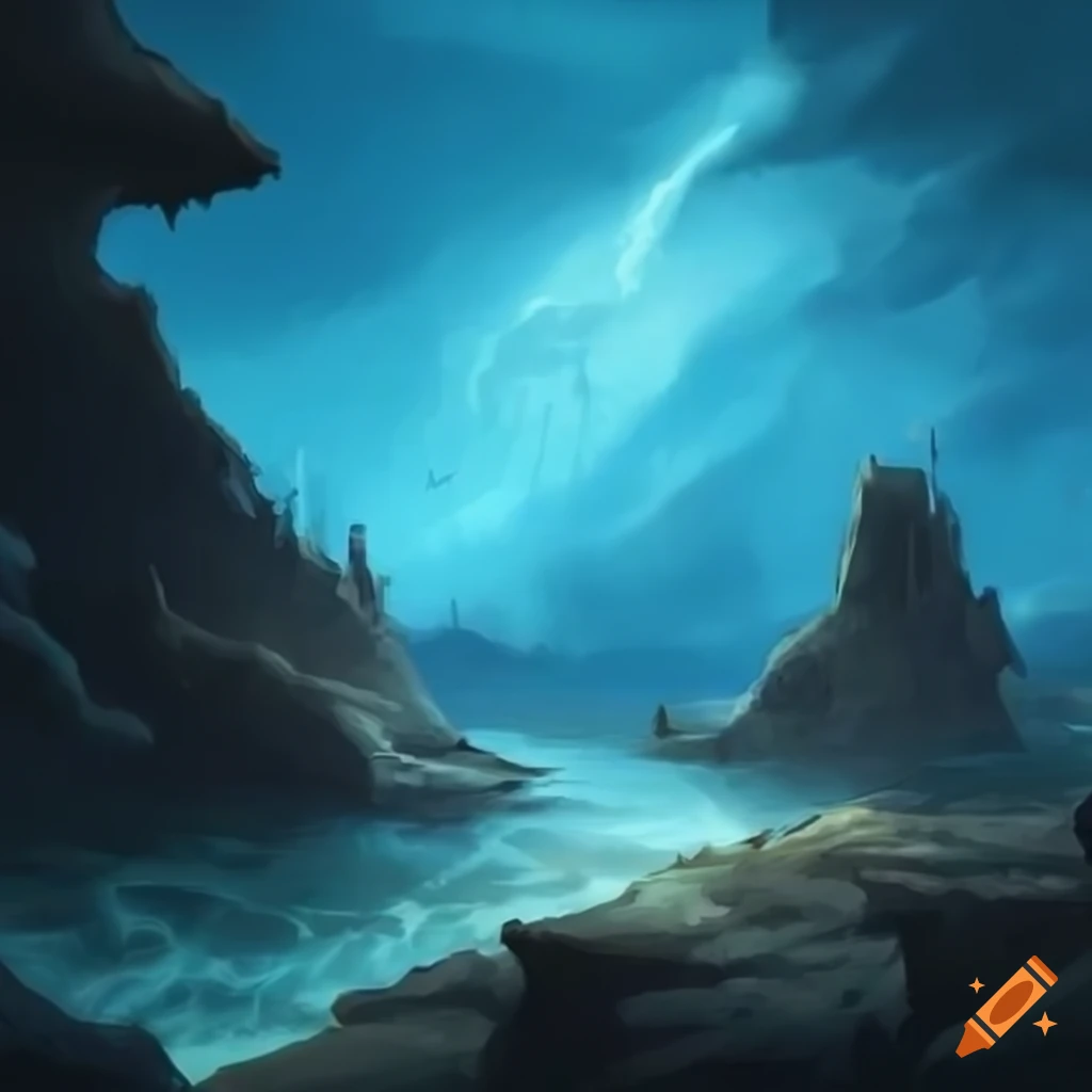 artwork of Stormwreck Island with observatory and shattered ships