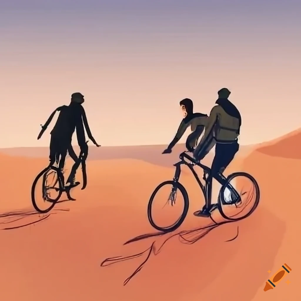 people riding bikes in the desert