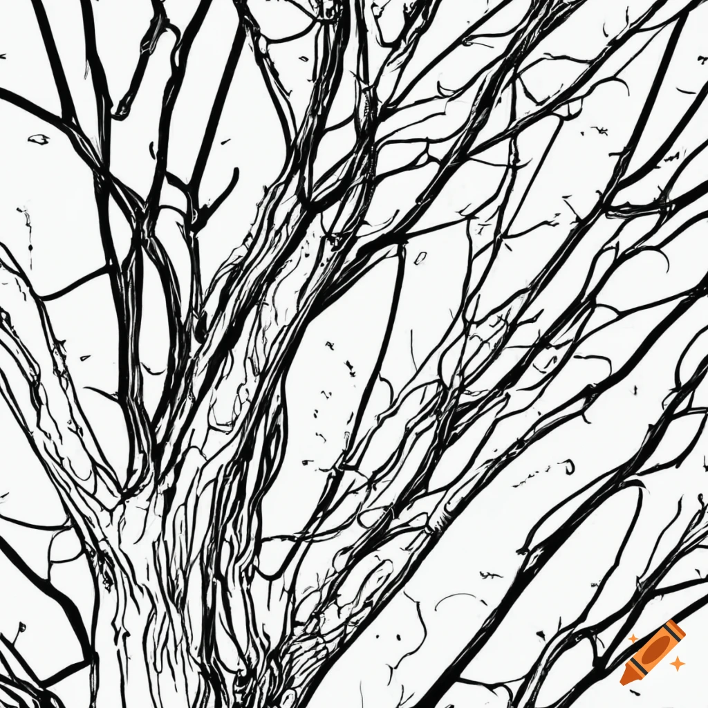 Close up Black And White Drawing Of Tree Branches On Craiyon