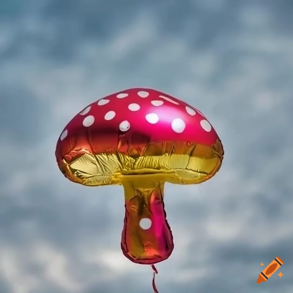 colourful mushroom balloon floating in the sky