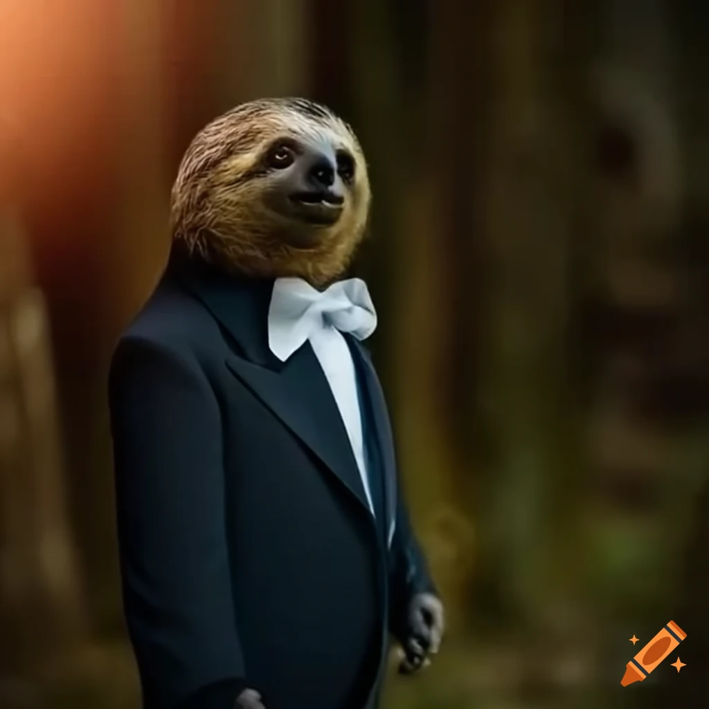 sloth in a dapper tuxedo