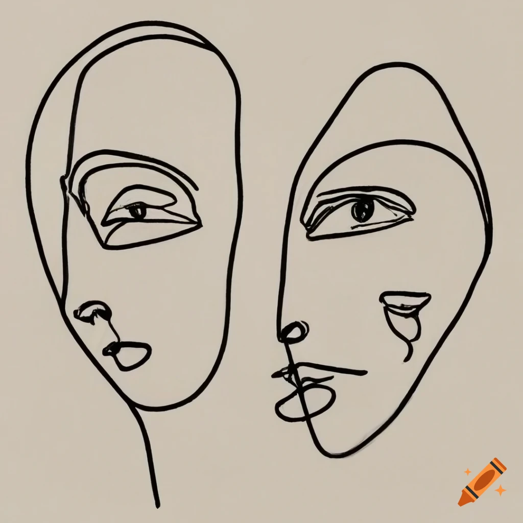 Abstract pencil drawing of man and woman