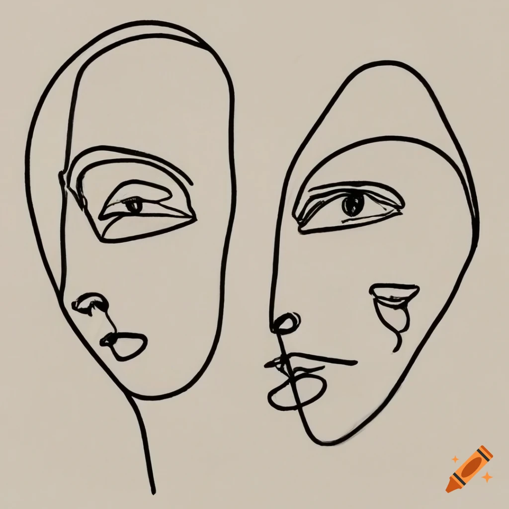 Abstract Pencil Drawing Of Man And Woman