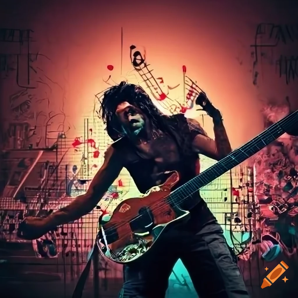 Background of heavy rock music on Craiyon