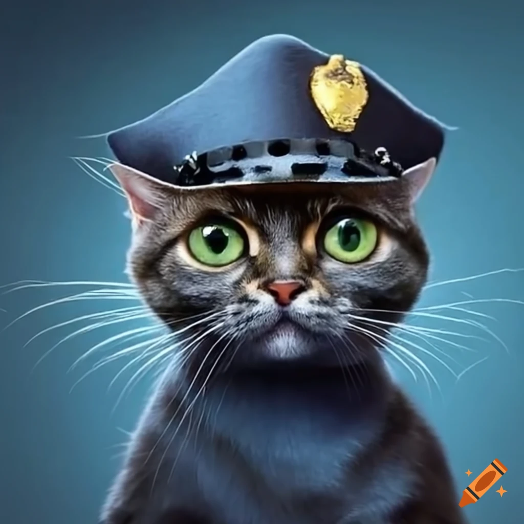 Portrait of a Funny Cat in a Police Hat and Tie Stock Photo - Image of  constable, kitten: 178698814