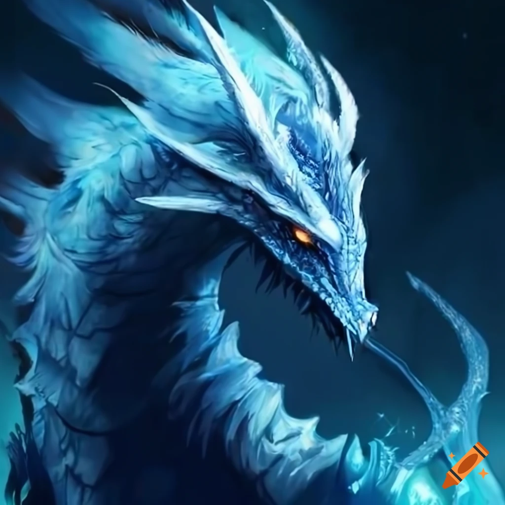 Digital art of a frost dragon on Craiyon