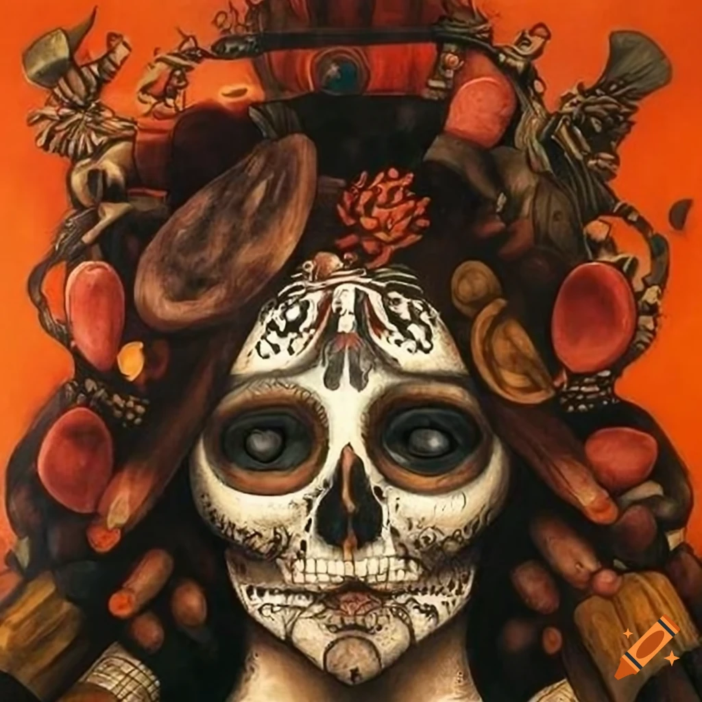 lithograph artwork of Santa Muerte Voodoo Loa