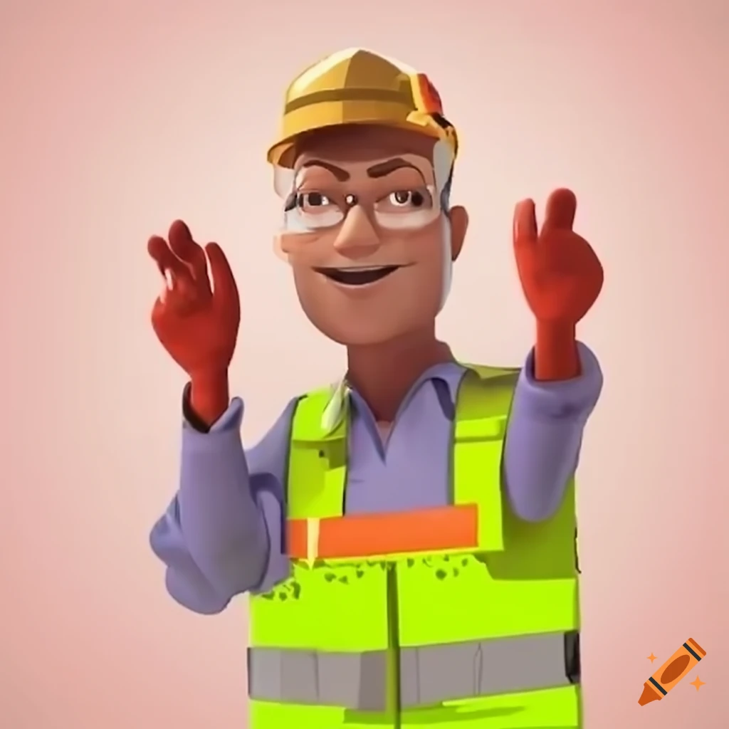 Animated depiction of workplace safety measures on Craiyon