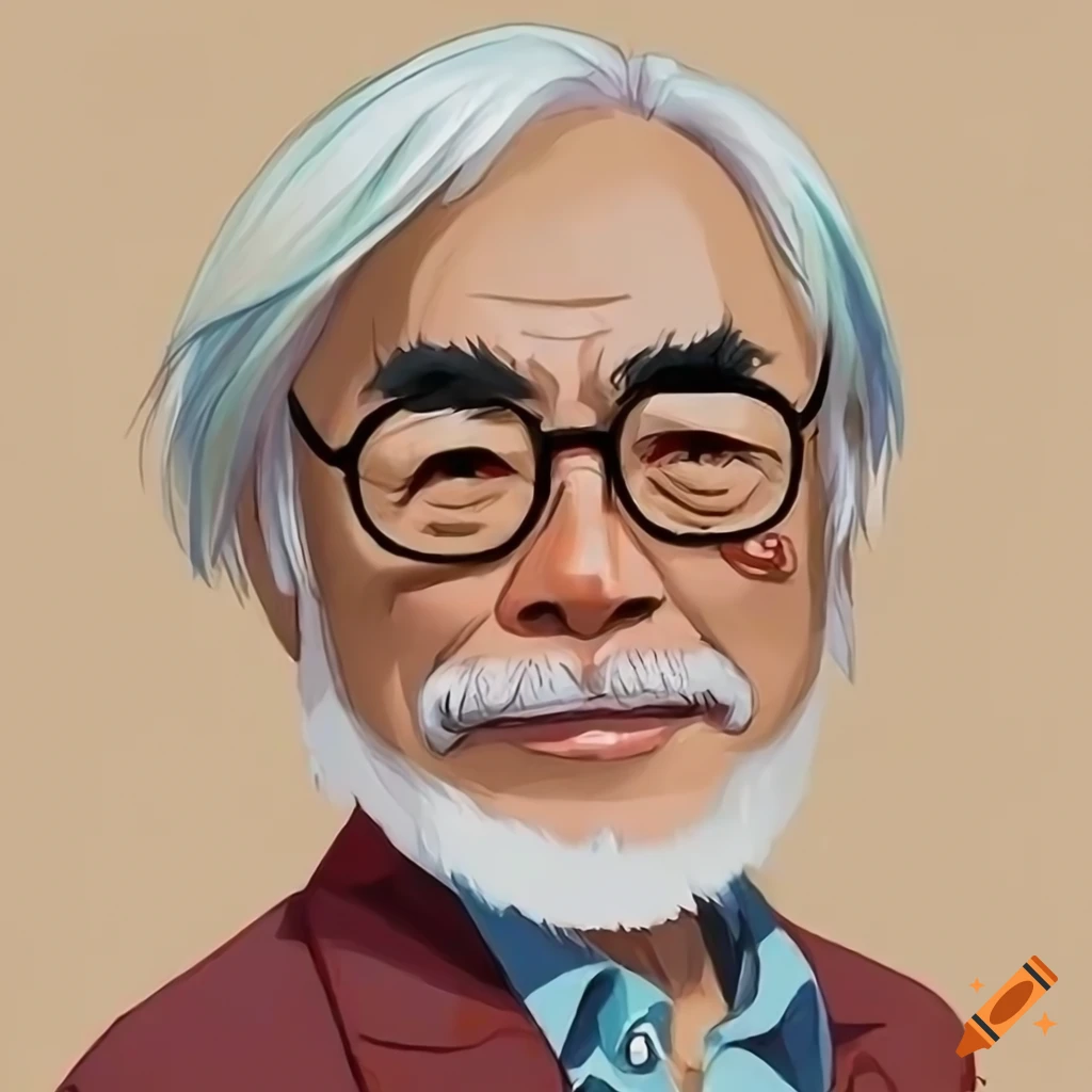 portrait of Hayao Miyazaki with a smiling expression