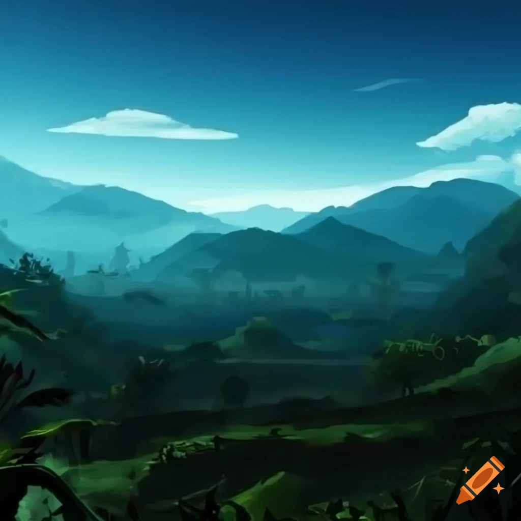 Manipur hills in game art style