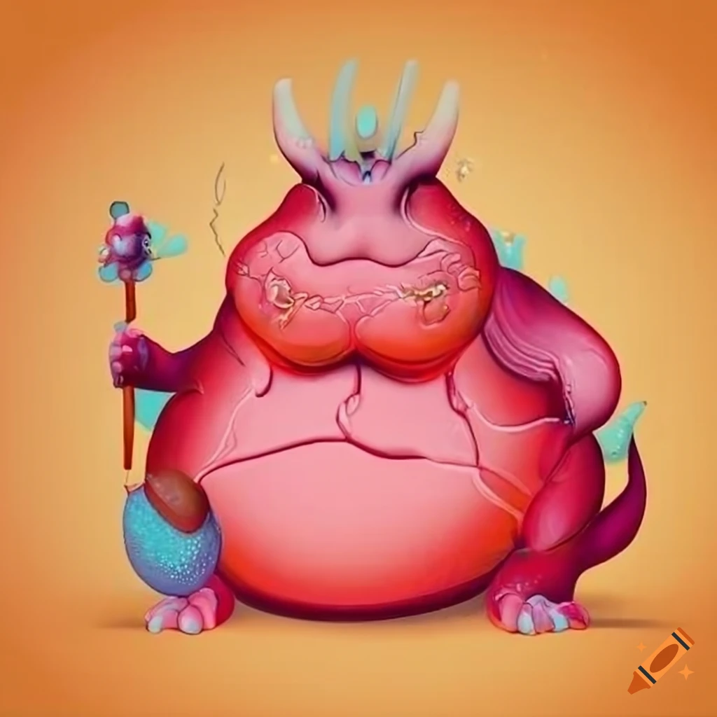 Cartoony diagram of a cute chocolate dragon with candy organs on Craiyon