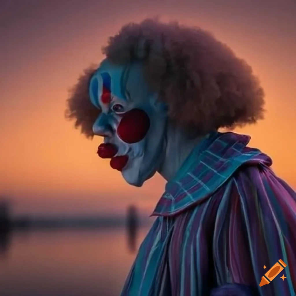 clown looking at the sunset