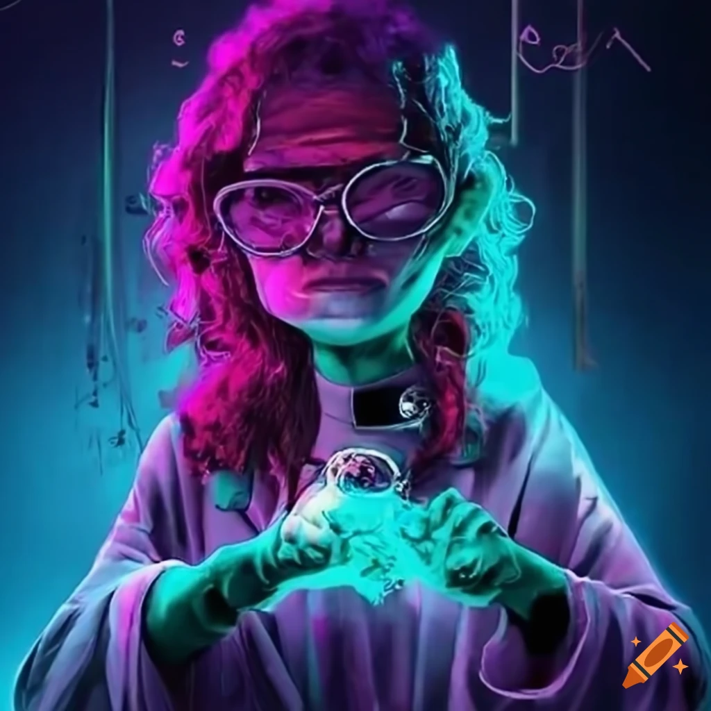 image of a scientist immersed in a crazy experiment