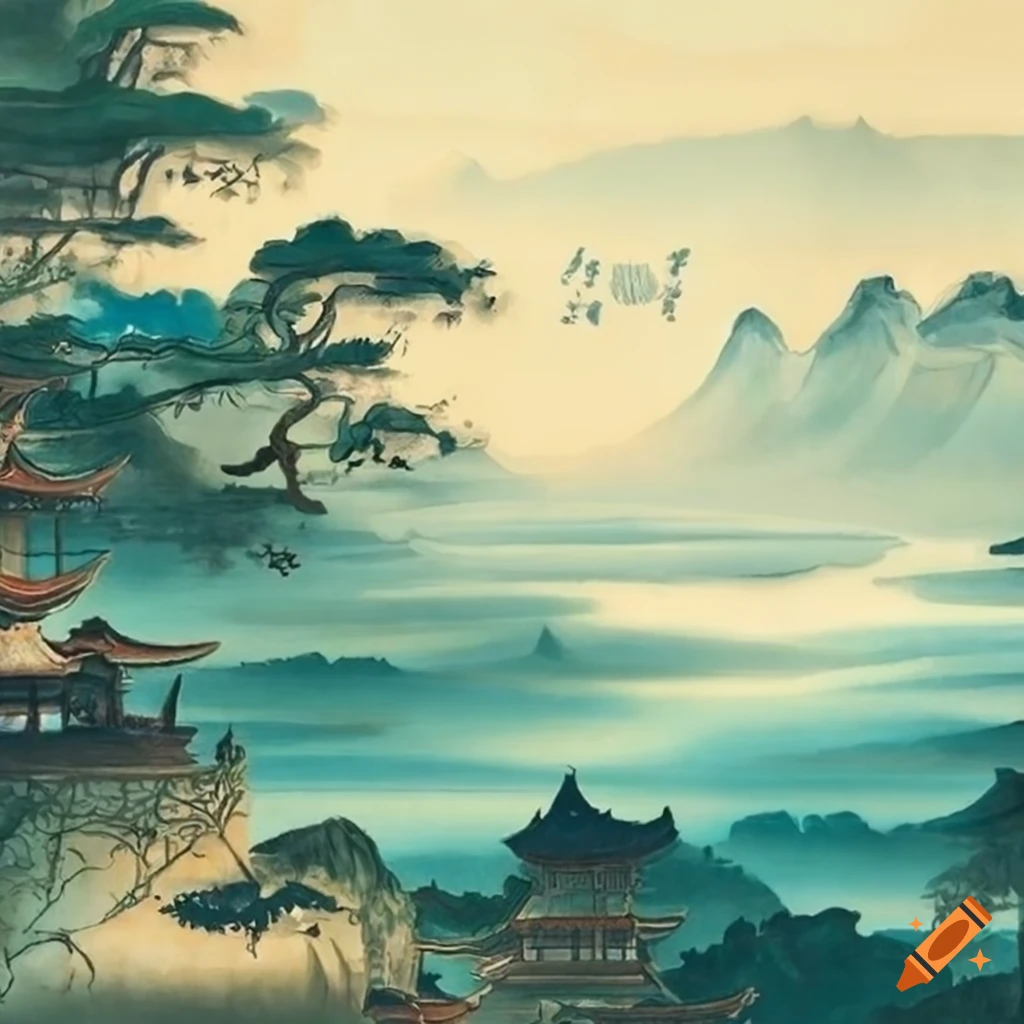Traditional Chinese Landscape Wallpaper On Craiyon