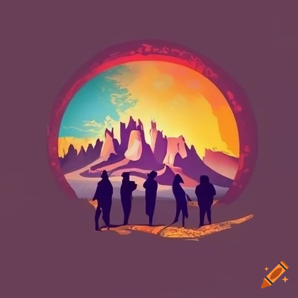 logo of a youth group with a canyon view
