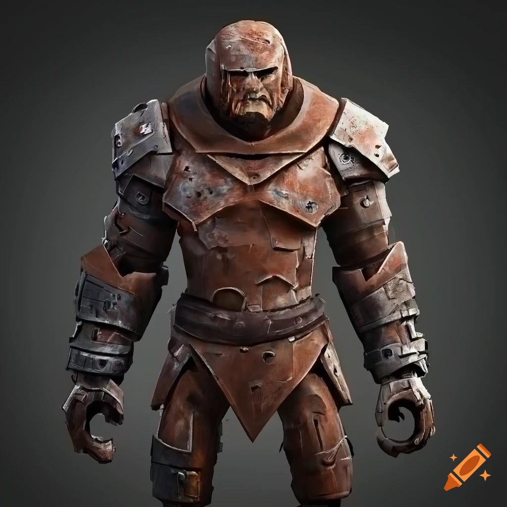 Photorealistic image of a warforged barbarian in medieval armor on Craiyon