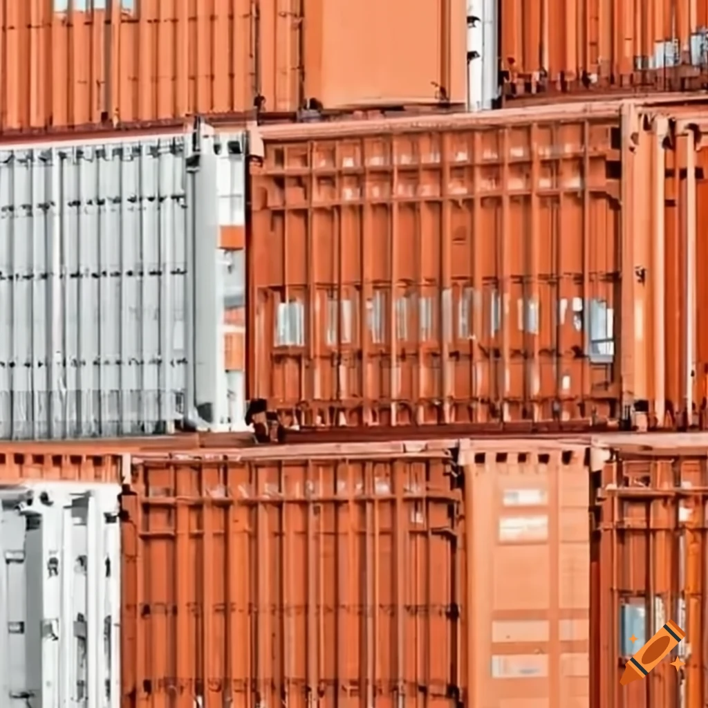 stacked orange and white shipping containers