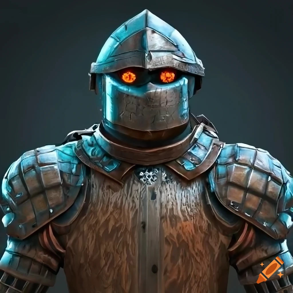 photorealistic illustration of a medieval warforged armor