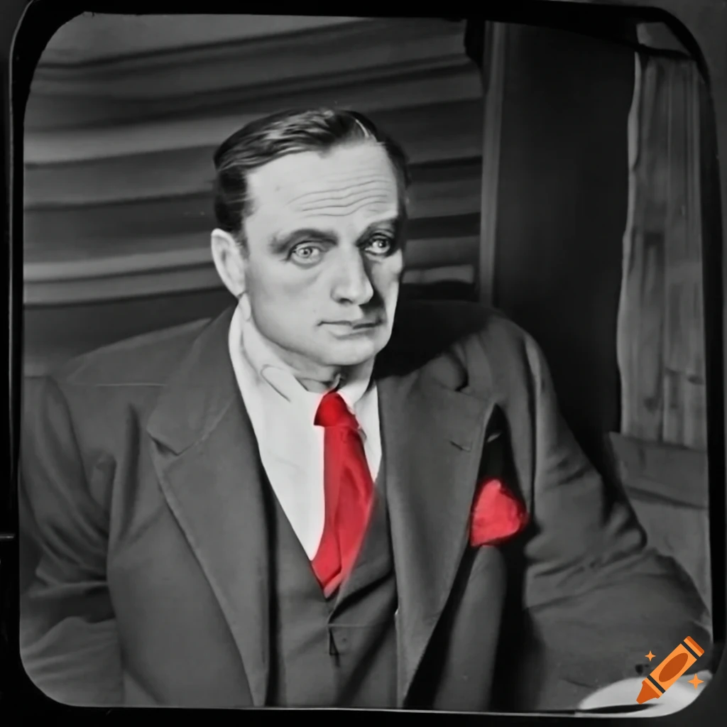 black and white fisheye photo of a mafia man
