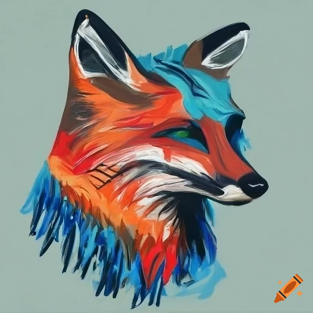 expressionist drawing of a fox's head