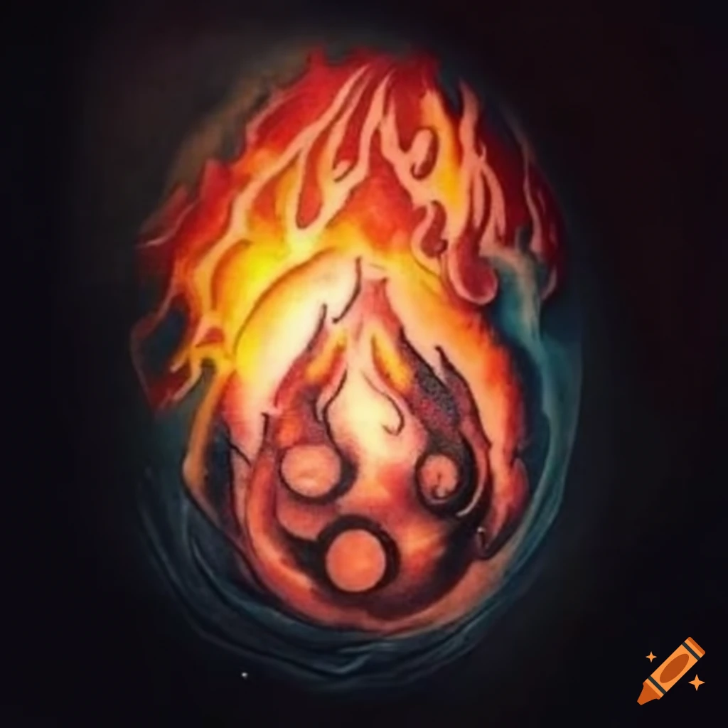 Old School Eye and Flames Tattoo Design – Tattoos Wizard Designs
