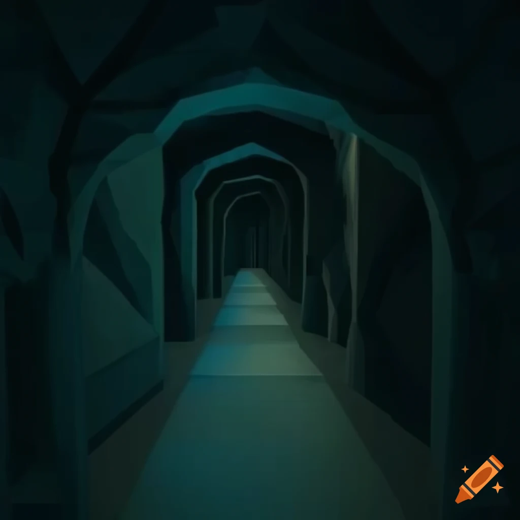 low poly ancient greek labyrinth corridor