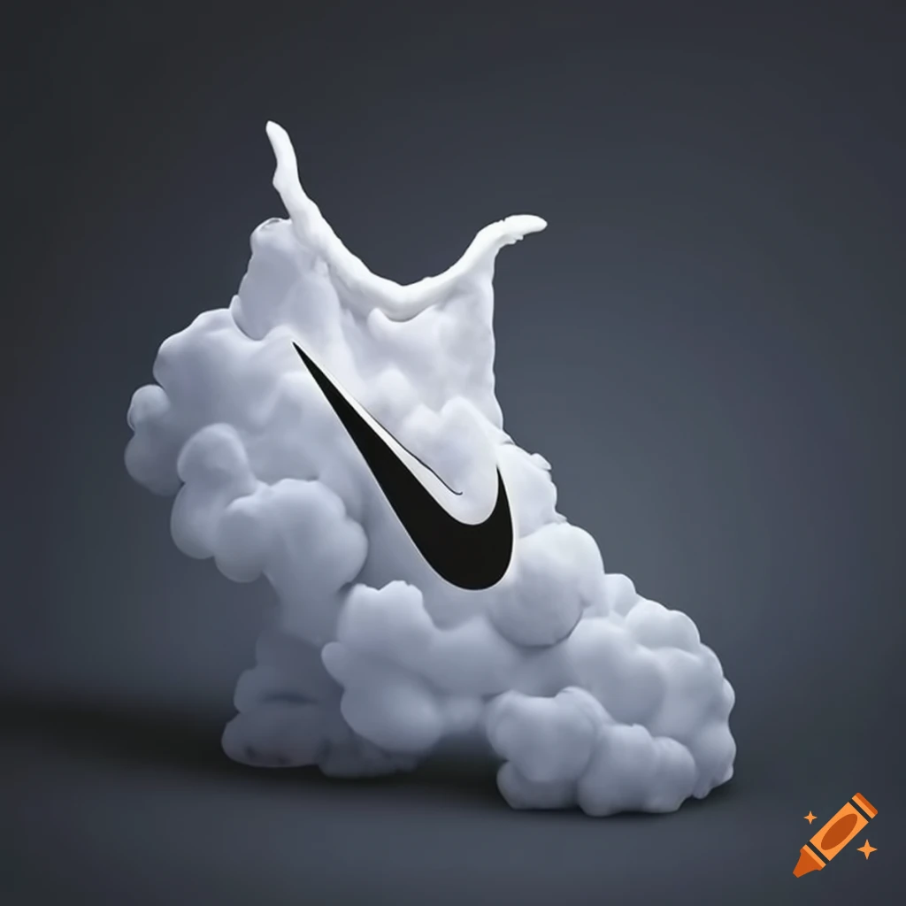 Artistic recreation of the nike logo with fluffy clouds on Craiyon