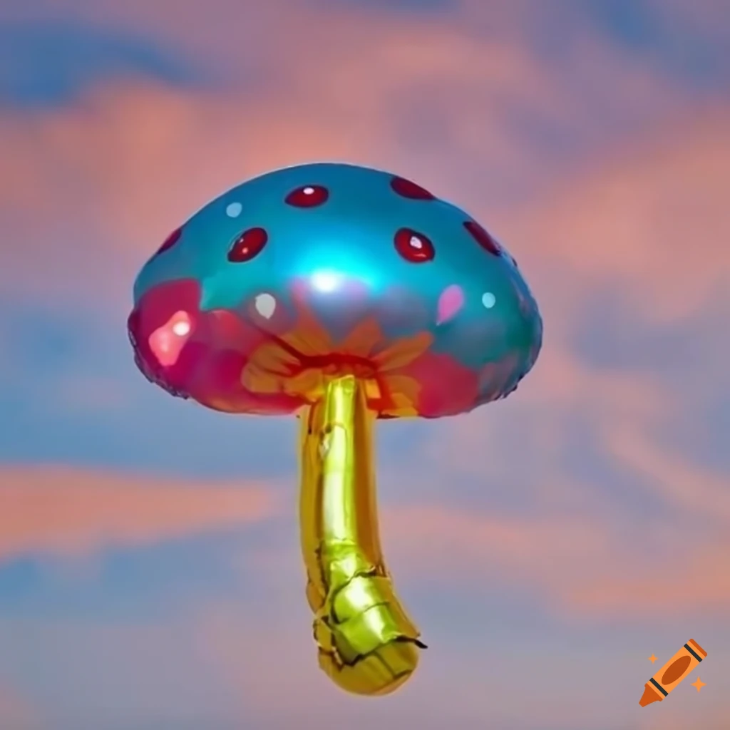 colourful mushroom balloon floating in the sky