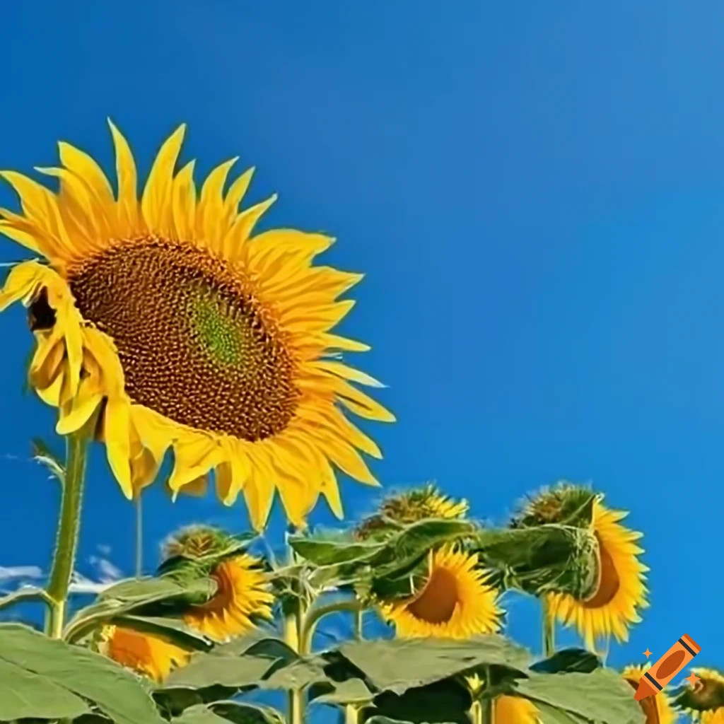 sunny sunflower field under blue sky