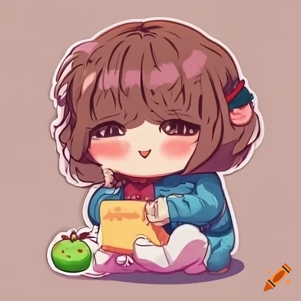 Cute vector sticker of a sleepy chibi character on Craiyon