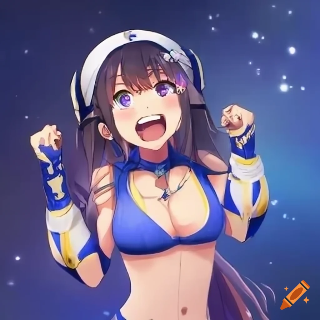 Anime girl cheering for la rams