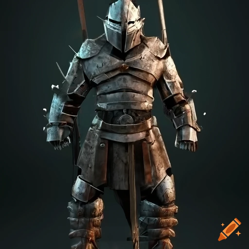 photorealistic illustration of a robot knight barbarian