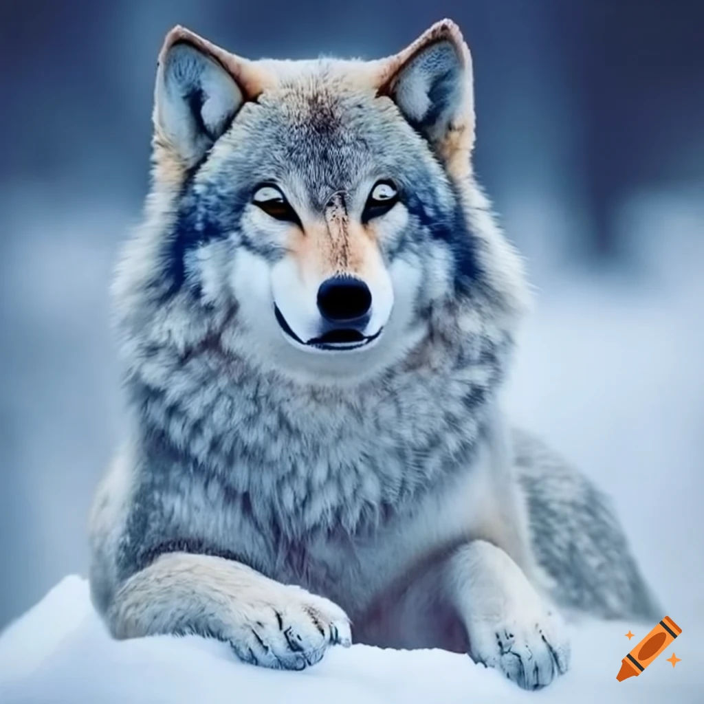 image of a snow wolf
