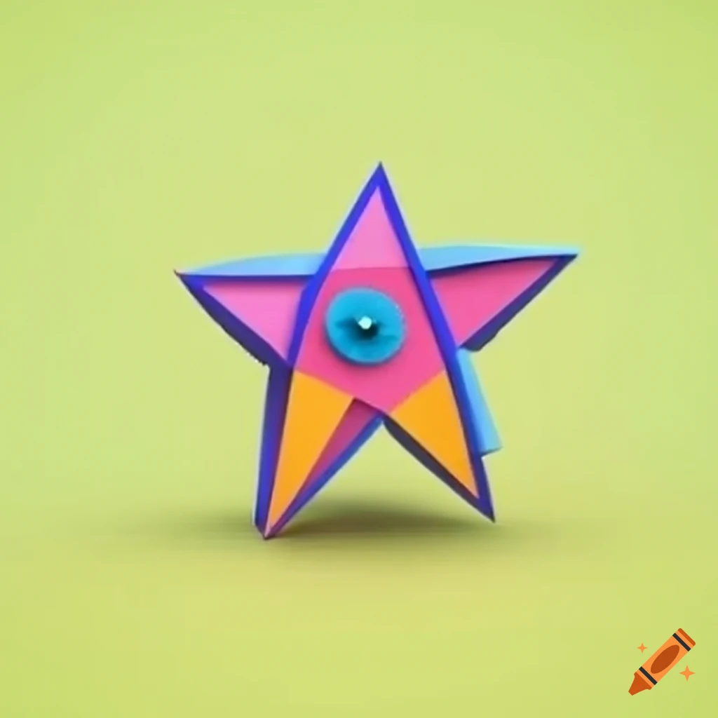 paper craft star on white background